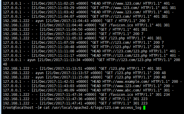 Apache用户认证、域名跳转、Apache访问日志