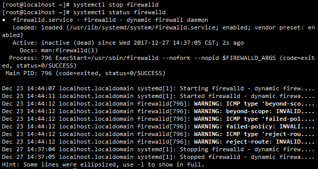 CentOS7使用firewalld打开关闭防火墙与端口