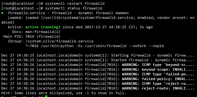 CentOS7使用firewalld打开关闭防火墙与端口