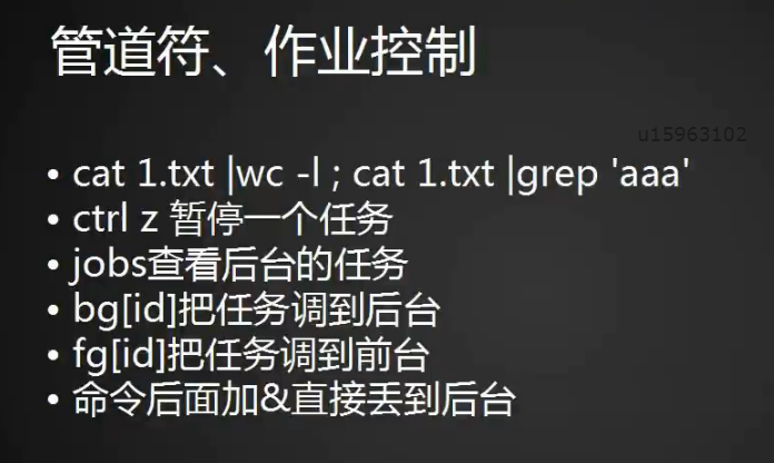 8.6 管道符和作业控制 8.7/8.8 shell变量 8.9 环境变量配置文件