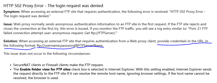 CS4:用户在使用IE访问FTP server 时遇到 502代理错误，没有弹出输入用户凭据对话框