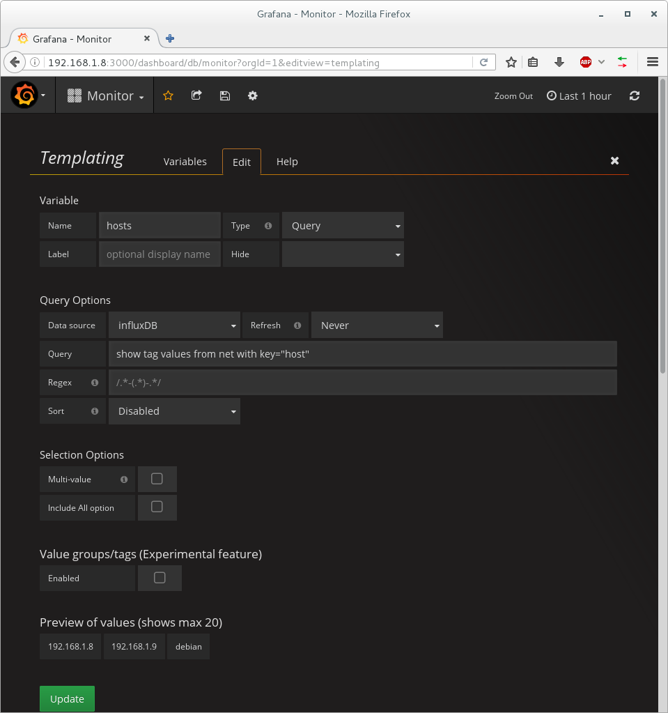 grafana+influxDB+telegraf的基本操作