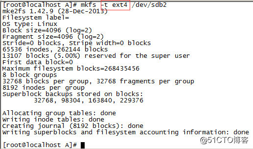 Linux磁盤分區之文件系統格式化