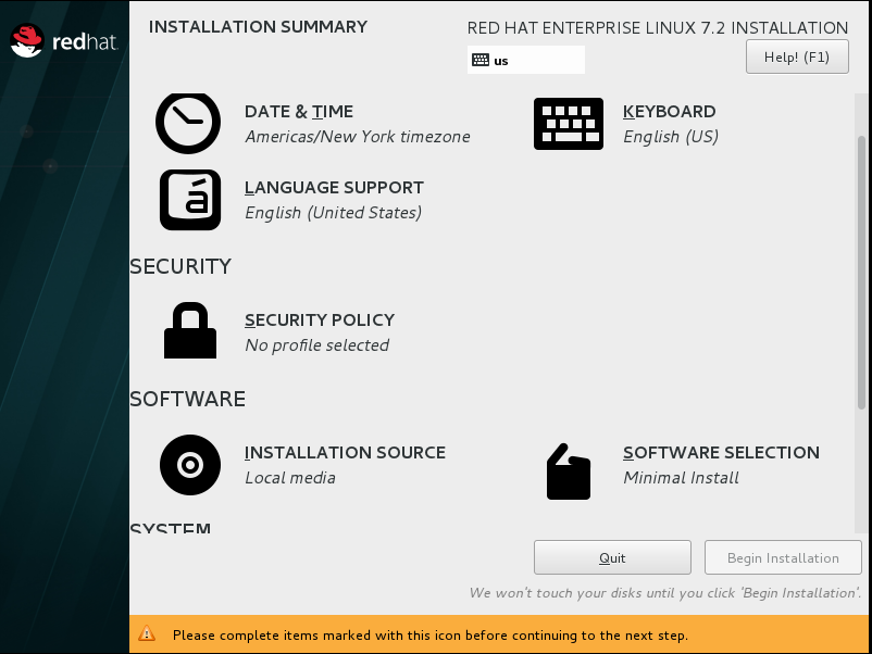 学习笔记--rhel7.2系统安装