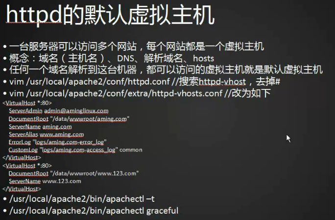 Apache和PHP结合，Apache默认虚拟主机