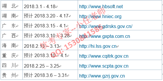 2018年上半年软考全国各省报名时间及报名网址
