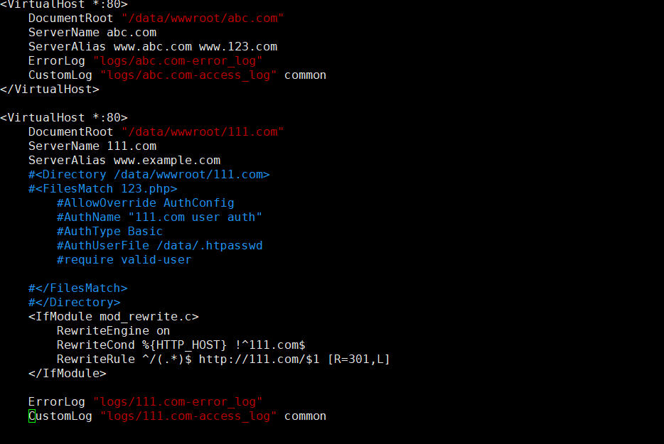 11.18 Apache用户认证11.19 11.20 域名跳转11.21 Apache访问日志
