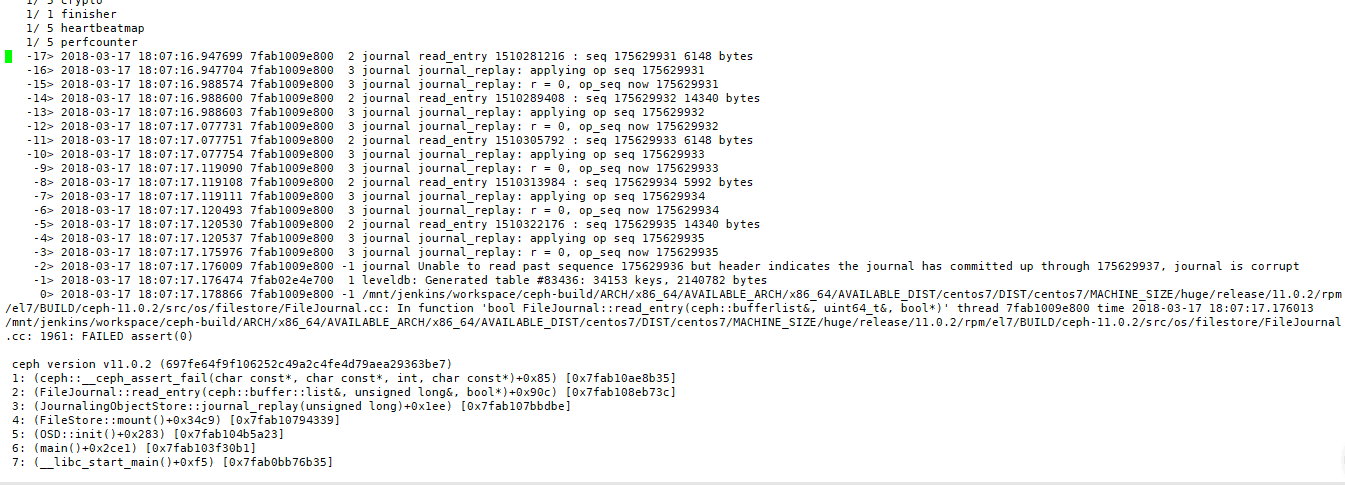 记一次Ceph日志损坏的分析处理过程