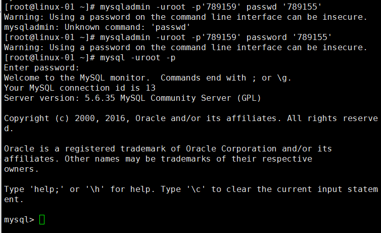 13.1 设置更改root密码13.2 连接mysql13.3 mysql常用命令