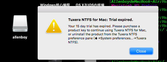 mac 下挂载 ntfs