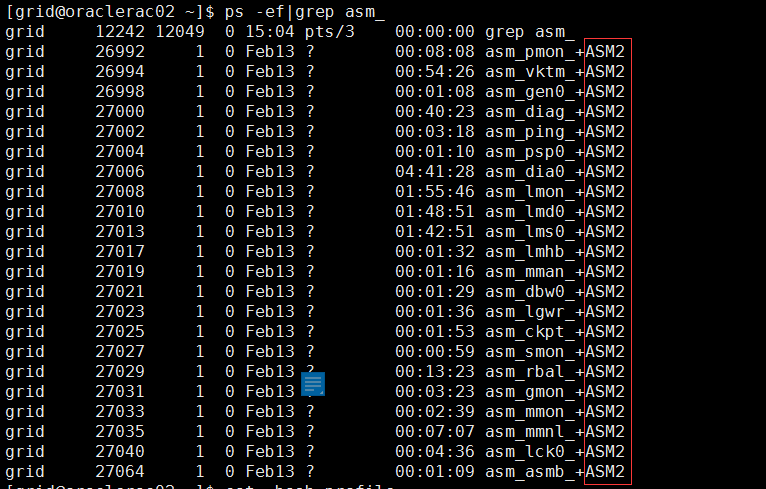 asmcmd:Connected to an idle instance.