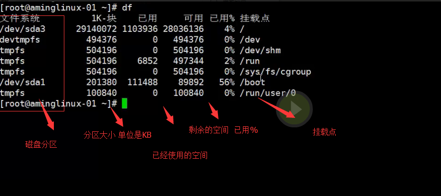 三周第四次课 4.1 df命令 4.2 du命令 4.3/4.4 磁盘分区 扩展学习    part