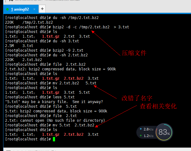 6.1 压缩打包介绍 6.2 gzip压缩工具 6.3 bzip2压缩工具 6.4 xz压缩工具