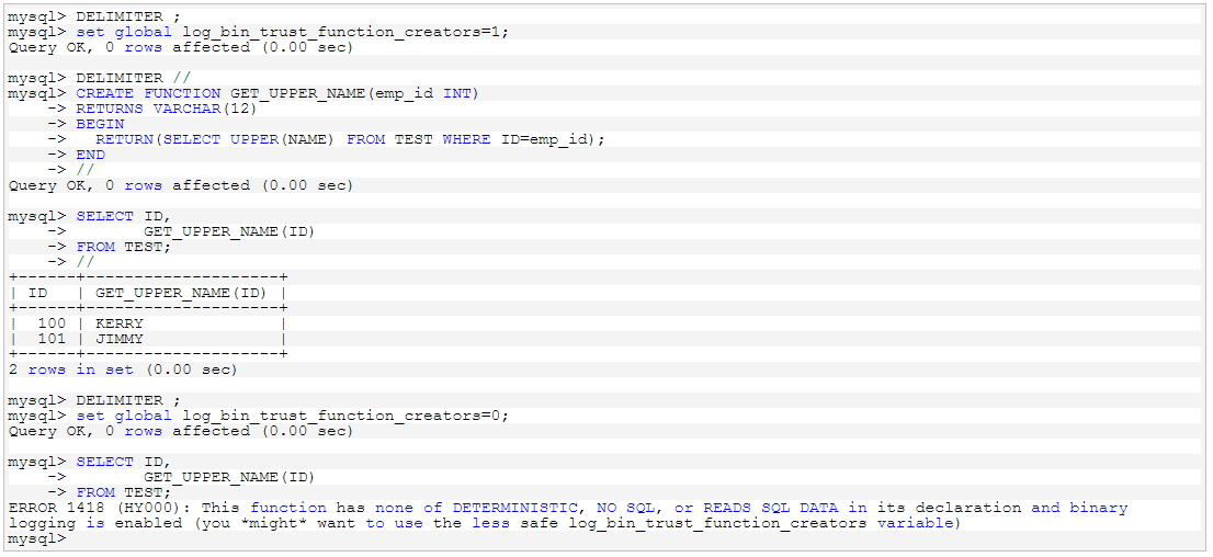 MySQL Err 1418  的原因分析及解决方法