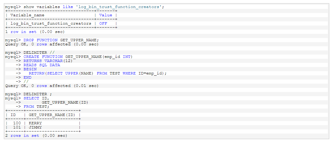 MySQL Err 1418  的原因分析及解决方法