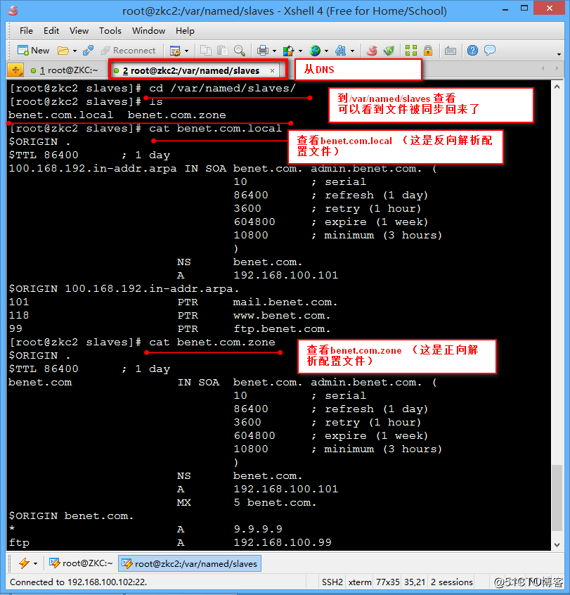 linux redhat6.5 中 構建DNS主從服務器