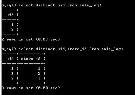 mysql  distinct  去除重复记录