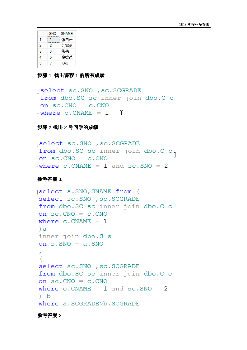 经典的一套SQL面试题及答案