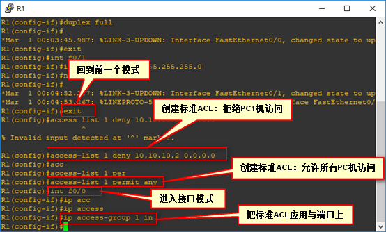 标准访问控制列表的应用