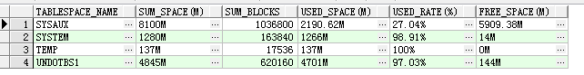 清理 SYSAUX 表空间