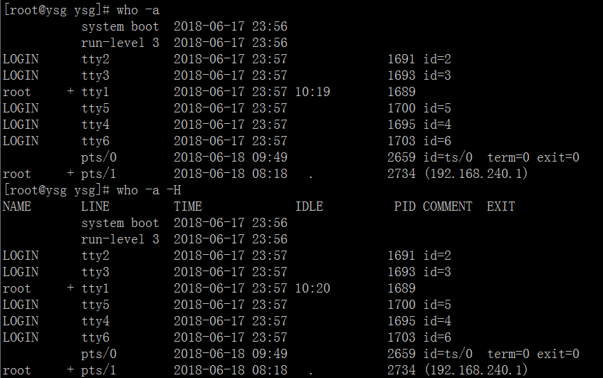 Linux常用命令——w、who