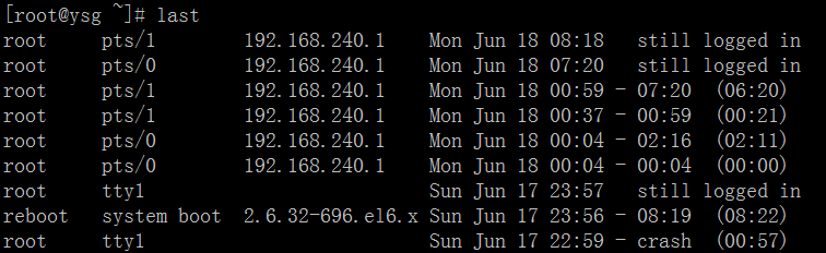 Linux常用命令——last，lastlog