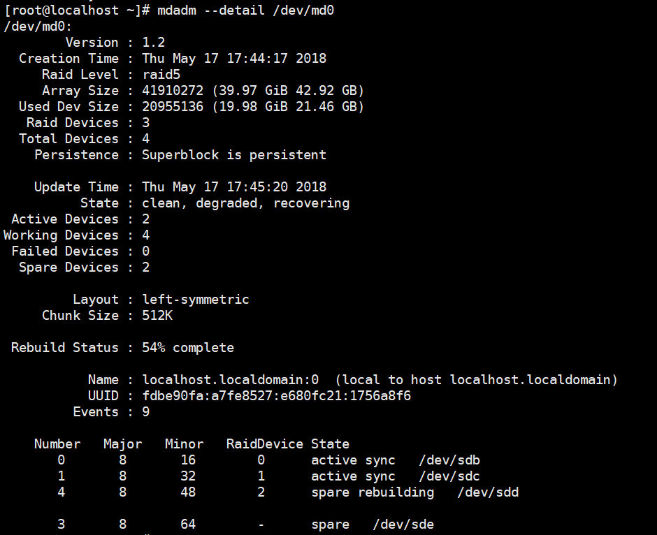 Linux实现最常用的磁盘阵列--RAID5