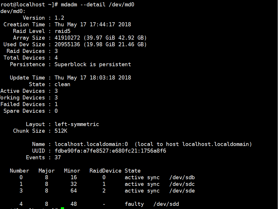 Linux实现最常用的磁盘阵列--RAID5