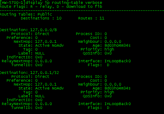 交换机，linux主机及windwos主机上路由表查看