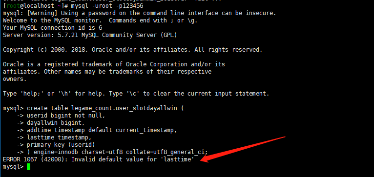 mysql-5.7.21版本一直报错ERROR 1067 (42000)！
