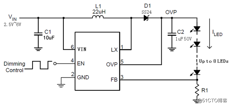 LED驱动升压芯片AP9807_输入电压2.5-6V