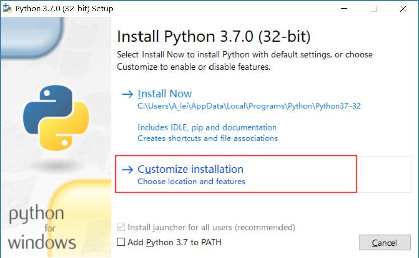 windows10上安装python3.7教程以及环境变量配置