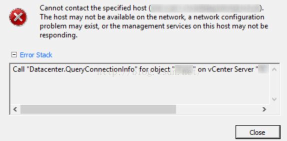 vcenter6连接ESXi6报datacenter.queryconnection