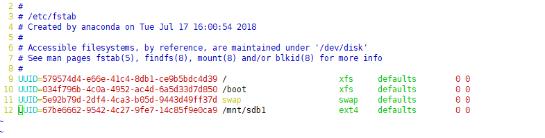 fstab文件 详细 （初学者自用）