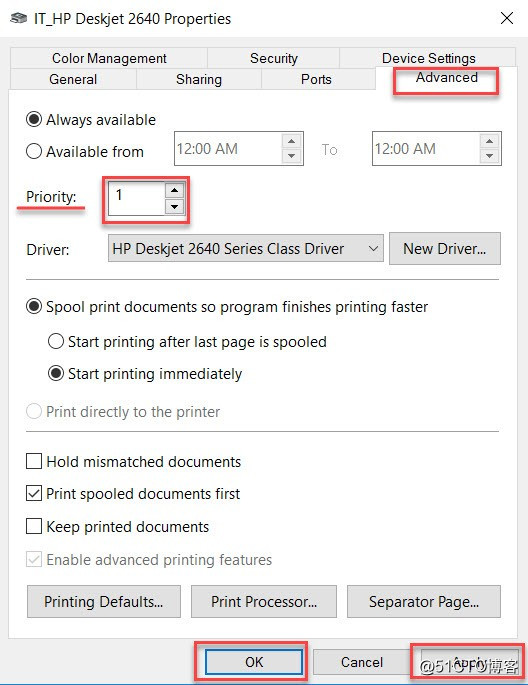 如何安裝和配置打印服務器之三：設置打印機打印優先級別