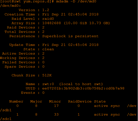 新手学习Linux——RAID磁盘阵列的原理与RAID0搭建