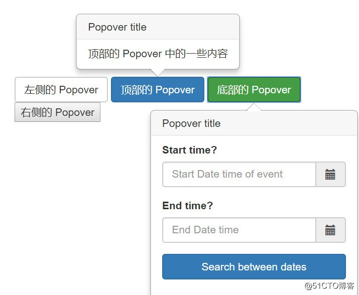 jquery Bootstrap 彈出框（Popover）顯示html內容，URL，div等