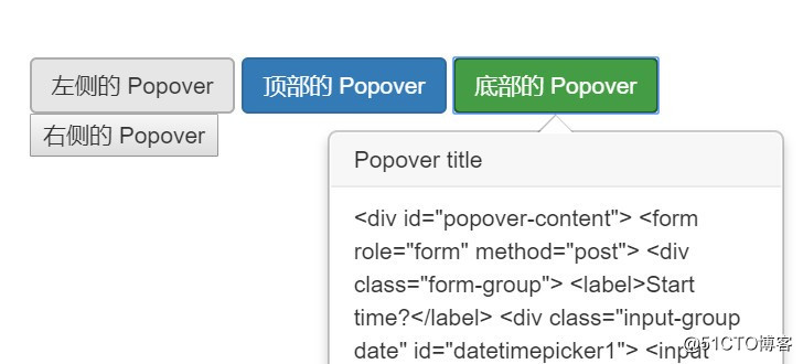 jquery Bootstrap 彈出框（Popover）顯示html內容，URL，div等