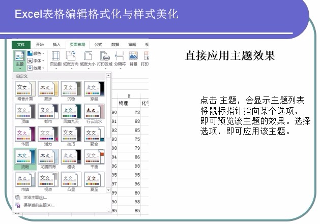 Excel如何直接应用主题效果美化工作表