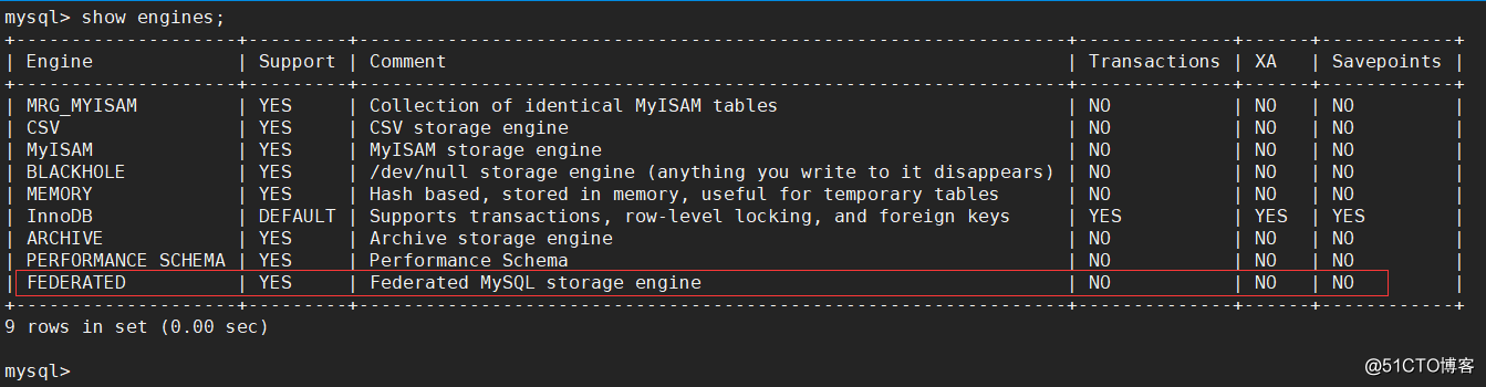 除Innodb和MyISAM外MySQL所支持的存儲引擎