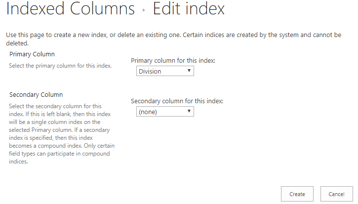 SharePoint：使用Indexed Column提高SharePoint 大型文档库或列表访问