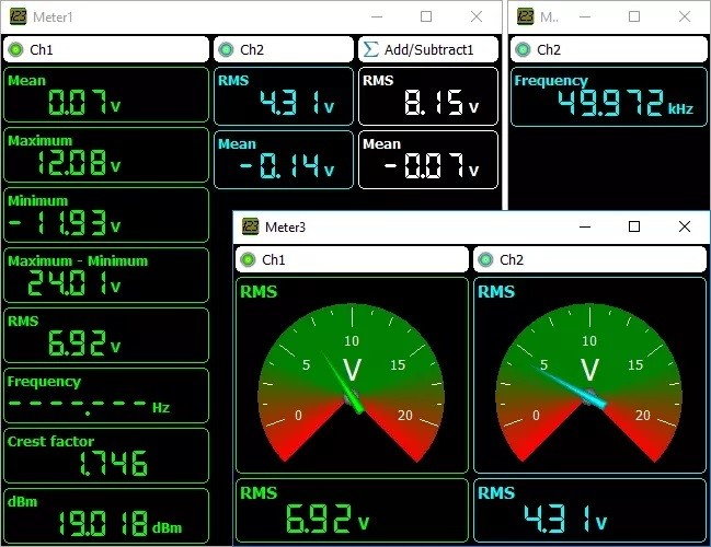 HS4、HS6 USB示波器，USB虚拟示波器，多通道数据分析软件功能图解