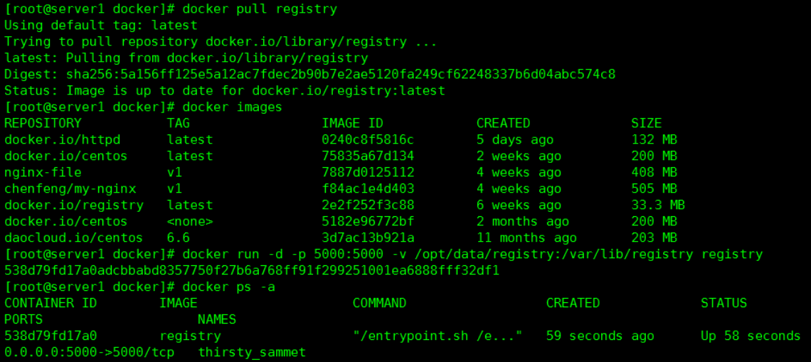 docker私有仓库的搭建和使用。