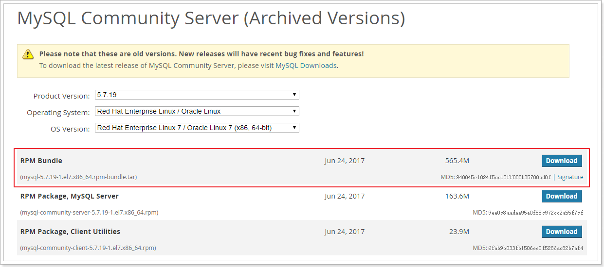 【MySQL基础】CentOS 7.4 RPM方式安装MySQL 5.7.19