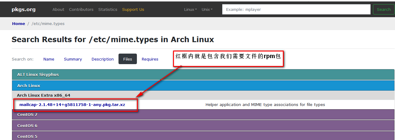 https://pkgs.org/查询缺少的依赖文件归属于哪个rpm包