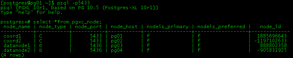 Postgres-XL集群部署与管理指南