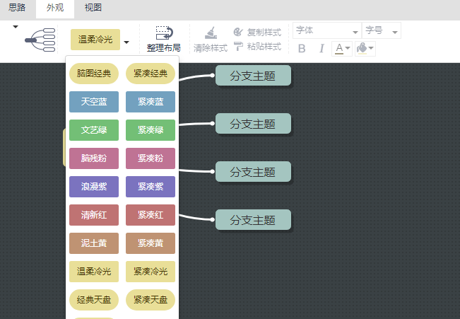 在线绘制思维导图精简方法