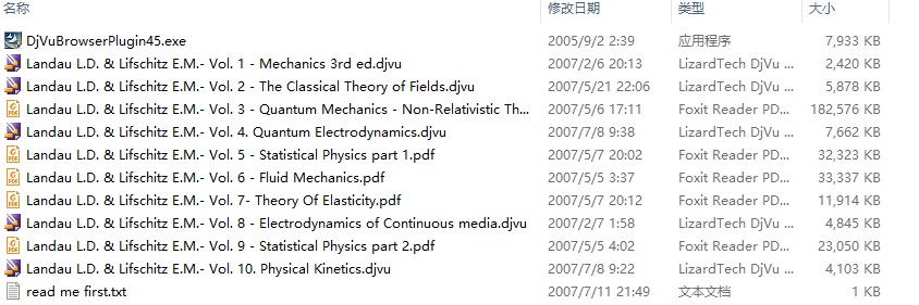 《朗道：理论物理学10卷》中文版+英文版全集