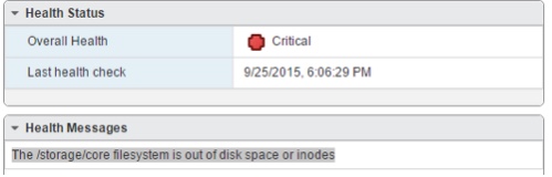 VCSA6.0 /storage/core 100% Usage