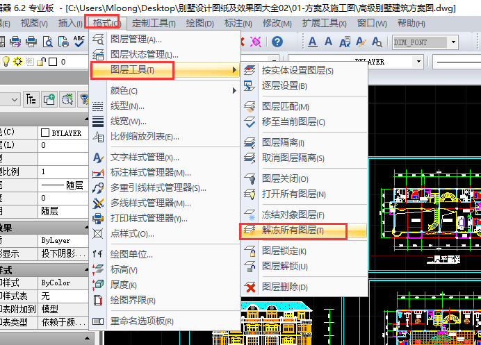 怎么在CAD编辑器中解冻所有图层